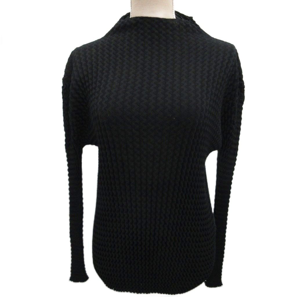 イッセイミヤケ ISSEY MIYAKE 24AW SPONGY-48 カットソー 長袖 ポップコーン 2 M 黒 ブラック IM43KN945