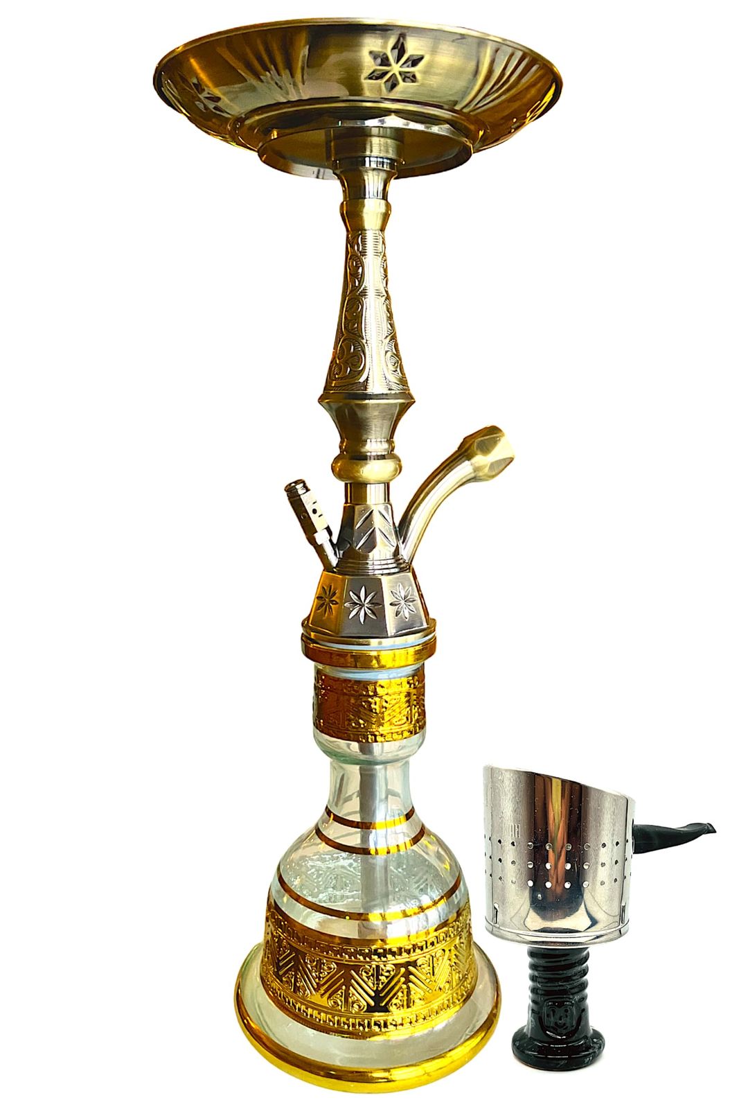 COTTON BOY コットンボーイ シーシャ 本体 セット パイプ エジプシャン YIMIボウル ターキッシュリッド 業務用合金モデル ゴールド 初めての１台に ガラスボトル 卓上サイズ 水たばこ