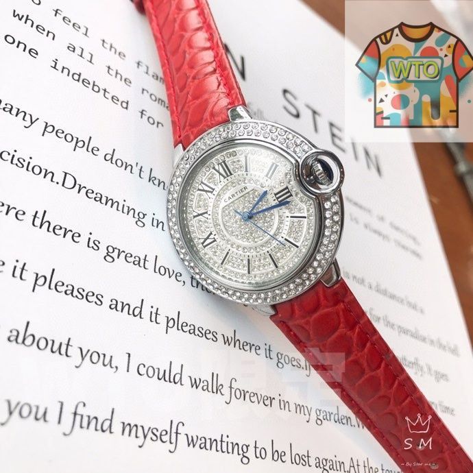 今日 Cartier ボールン ブルー 満鑚ローマ文字盤石英腕時計 -WTO店名をご ください