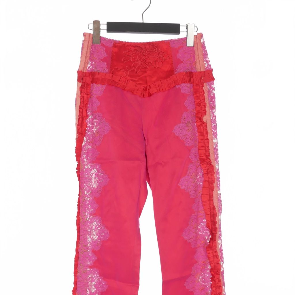 ディースクエアード 23 AW Goth Lace Trimmed Pant 刺繍 フリル レースパンツ スラックス 38 ピンク 正規 その他 パンツ