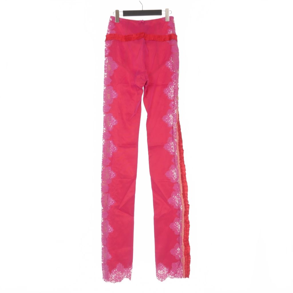 ディースクエアード DSQUARED2 23AW Goth Lace Trimmed Pant 刺繍 フリル レースパンツ スラックス 38 ピンク S72KA1201 正規