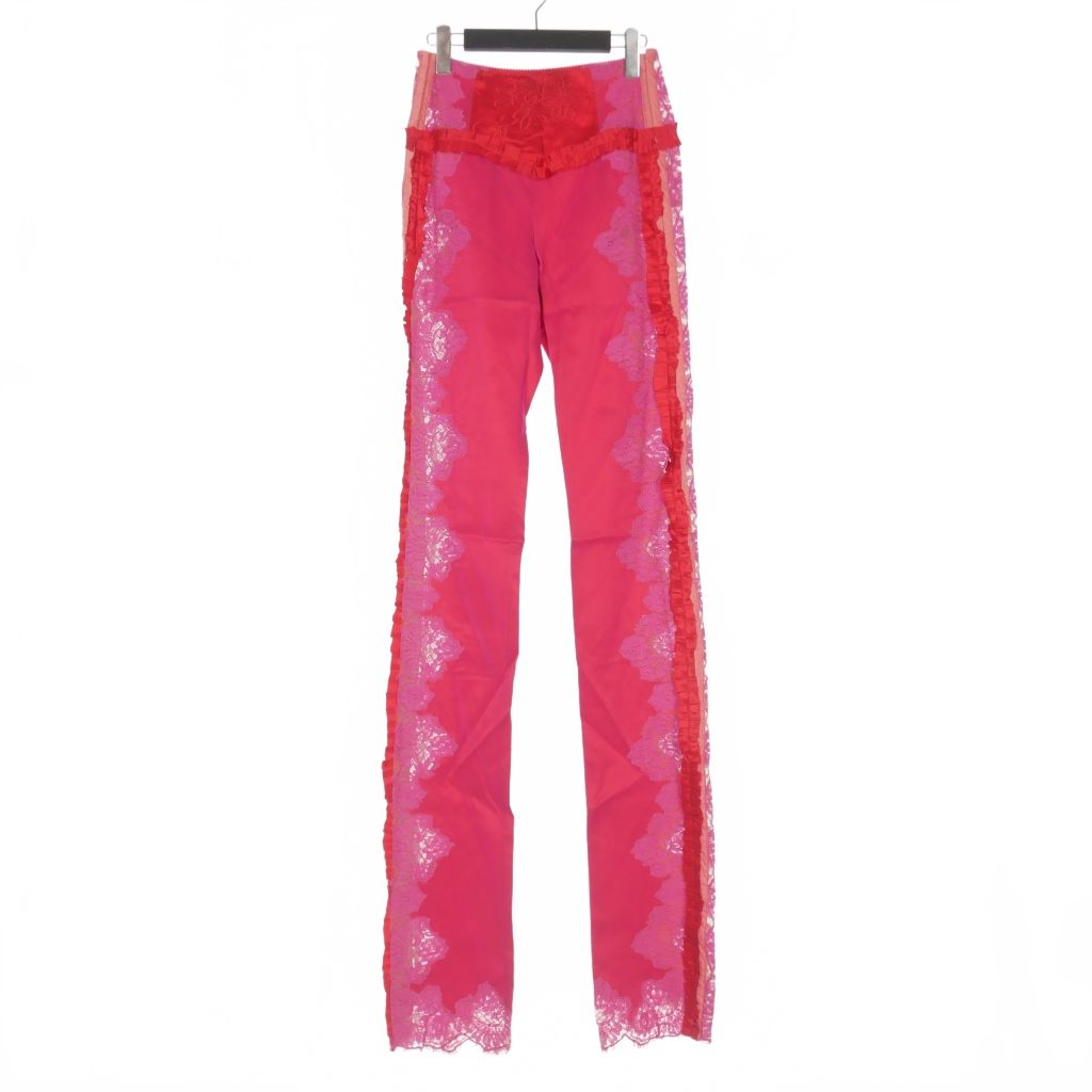 ディースクエアード DSQUARED2 23AW Goth Lace Trimmed Pant 刺繍 フリル レースパンツ スラックス 38 ピンク S72KA1201 正規