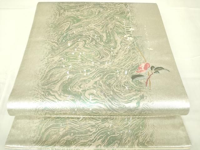 平和屋着物▽六通柄袋帯 霞花文 金銀彩 引箔 正絹 逸品 DAAX3746az