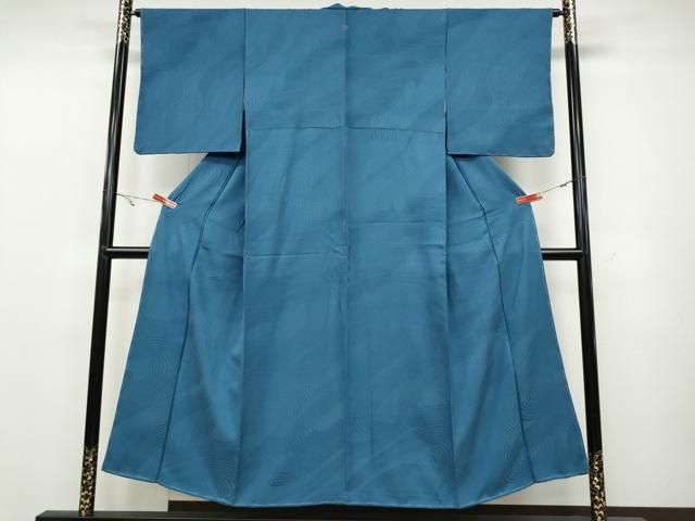 平和屋着物○上質な色無地 菊地紋 青白橡色 正絹 逸品 未