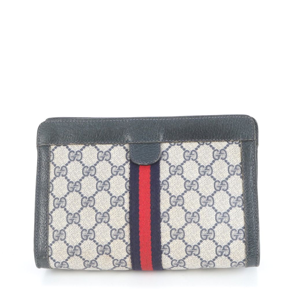 グッチ GG スプリーム シェリー ライン レザー セカンドバッグ クラッチ 84 01 ポーチ 通勤 ビジネス メンズ CCE CZ32-9