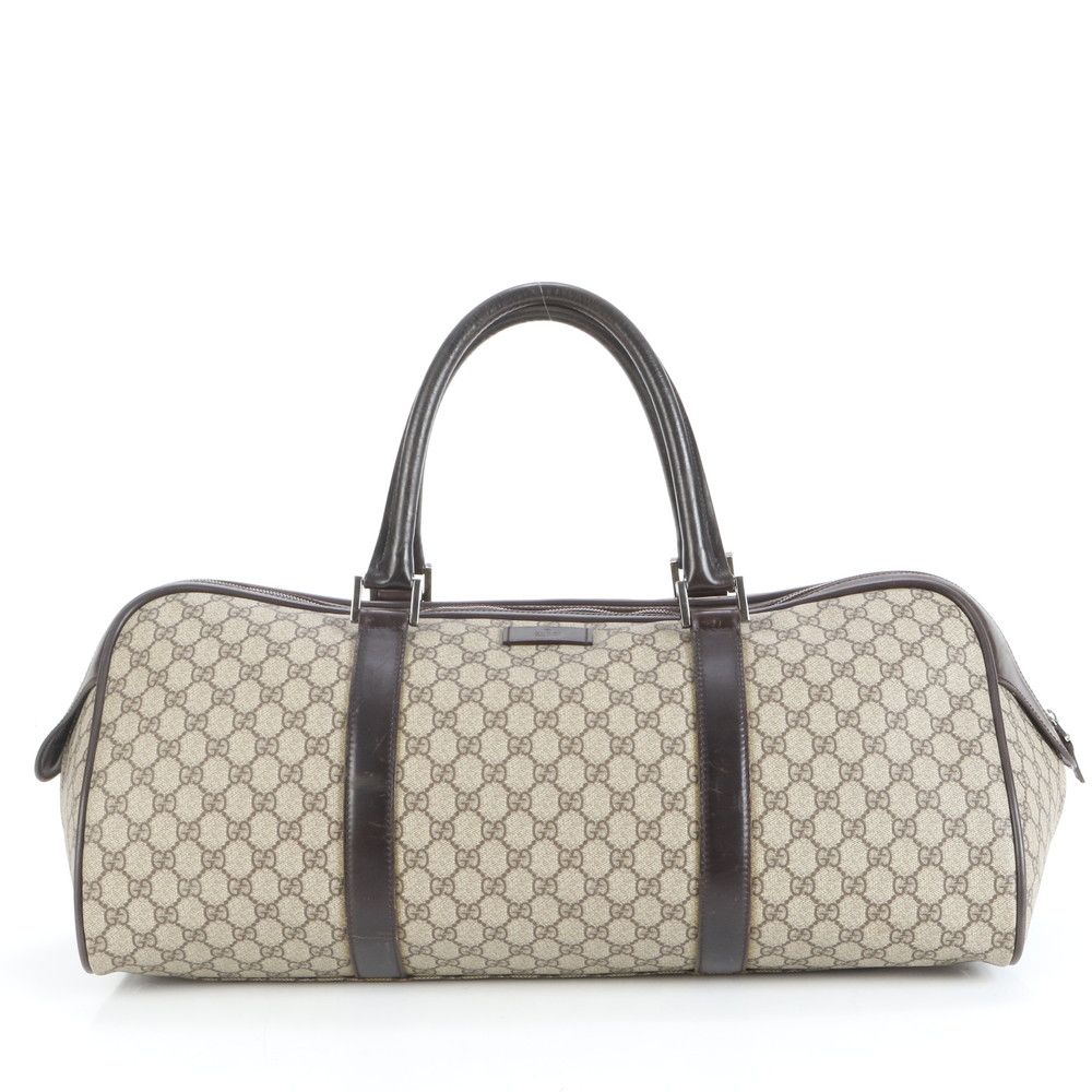 グッチ GG スプリーム 108793 レザー ボストン バッグ 出張 旅行 トート トラベル ブラウン 本革 A 4 メンズ RRE CZ 41 5