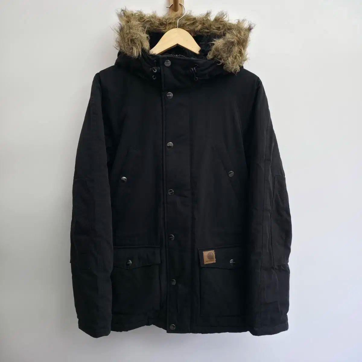 S Carhartt カーハート ファー フード ブラック ダウン - メルカリ