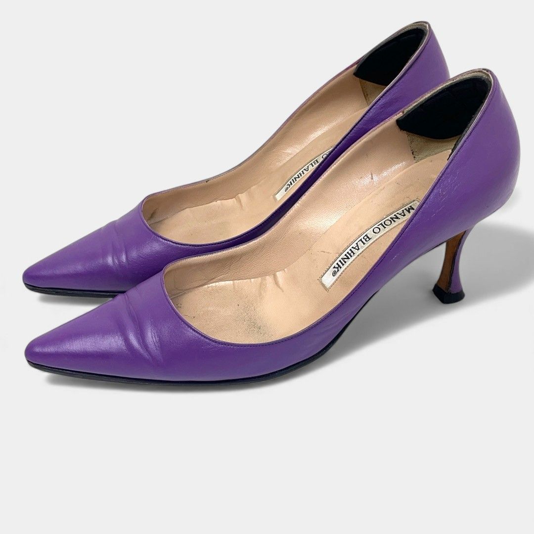 マノロブラニク パンプス ポインテッドトゥ パープル - メルカリ