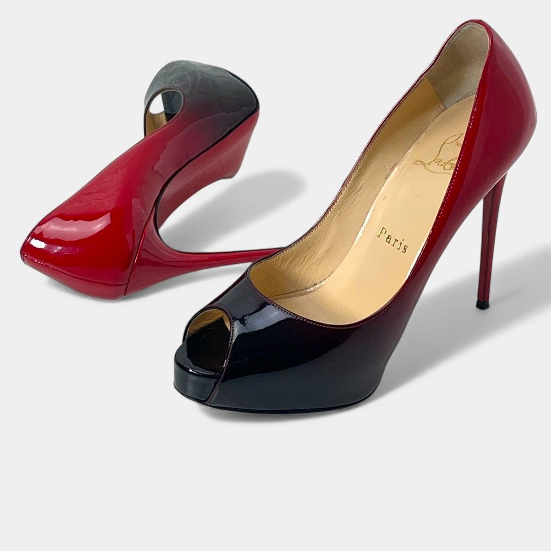 ルブタン VERY PRIVE レッド ブラック グラデーション オープントゥ パンプス