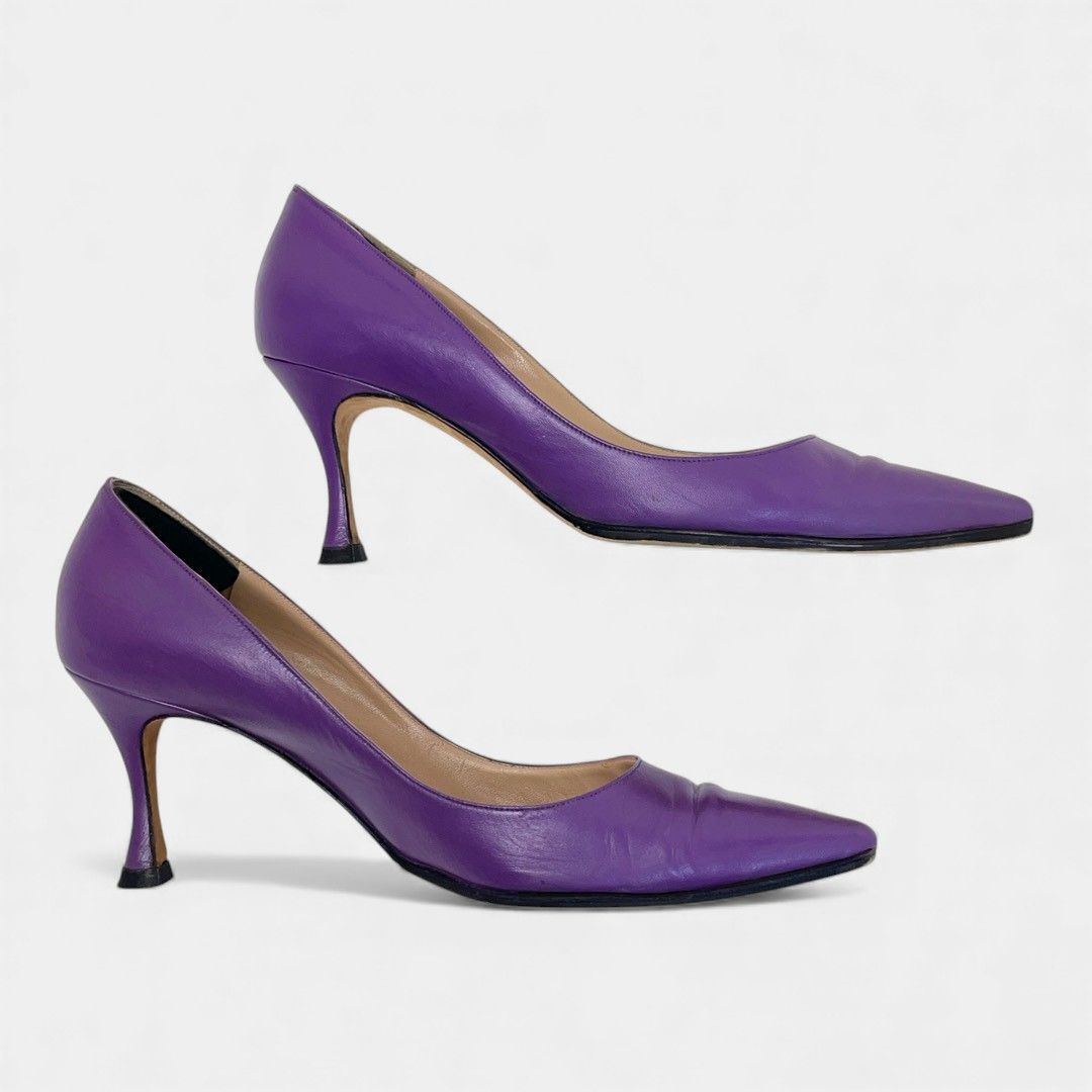 マノロブラニク パンプス ポインテッドトゥ パープル - メルカリ