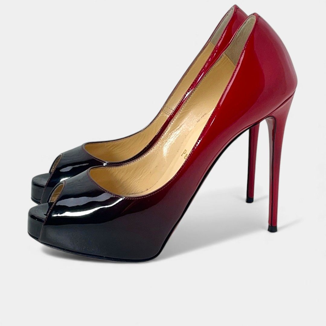 ルブタン VERY PRIVE レッド ブラック グラデーション オープントゥ パンプス