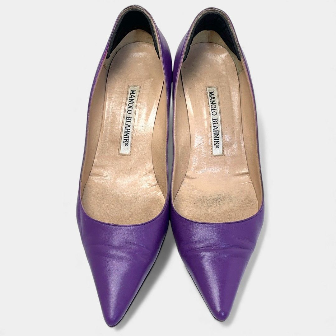 マノロブラニク パンプス ポインテッドトゥ パープル - メルカリ