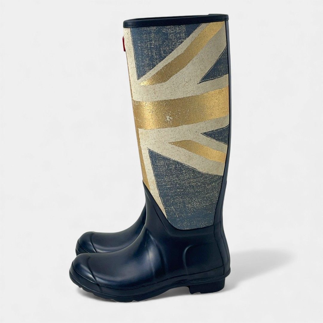 ハンター ブラック ユニオンジャック レインブーツ 長靴