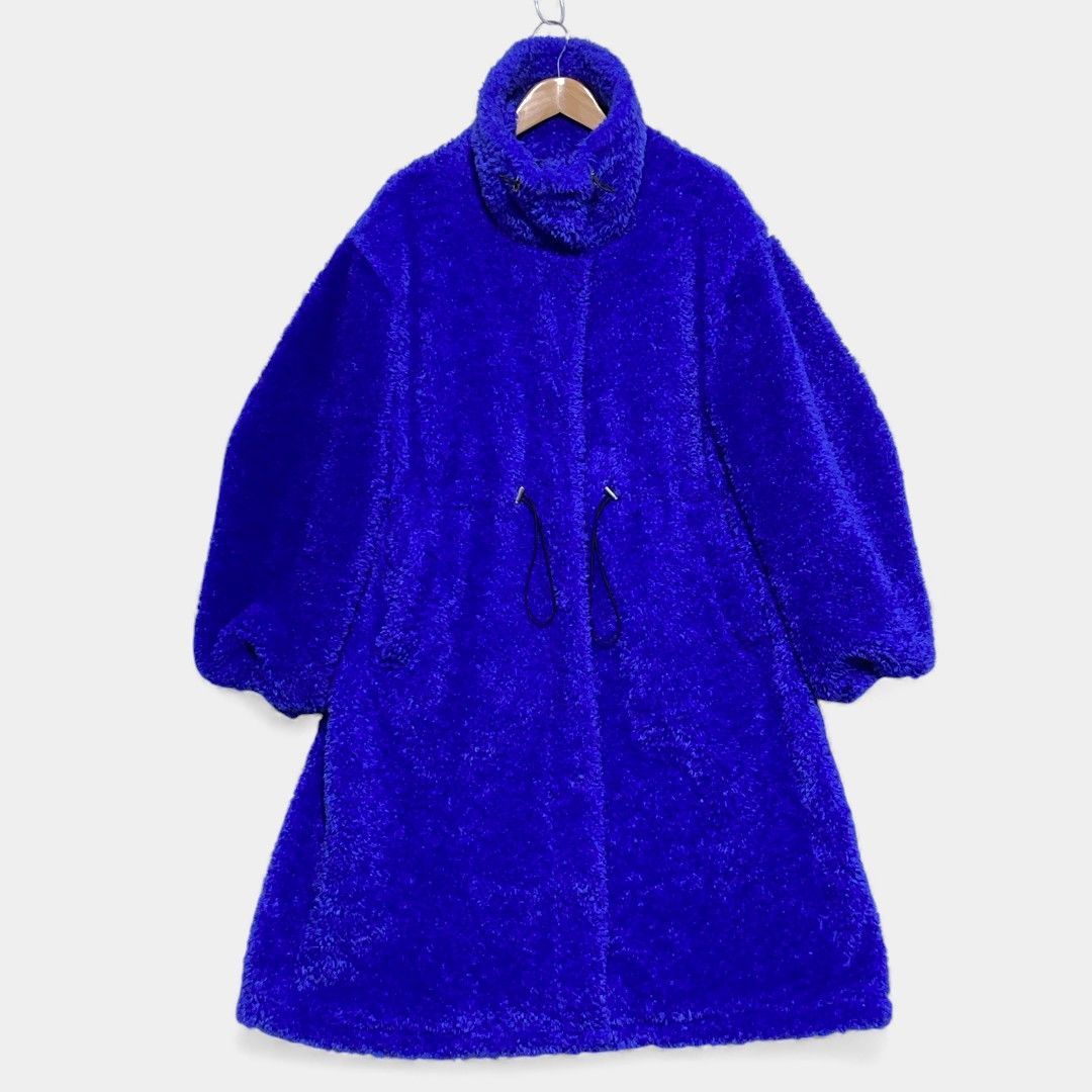 メゾンスペシャル ビッグカラー ロング ボア ブルゾン ブルー コート