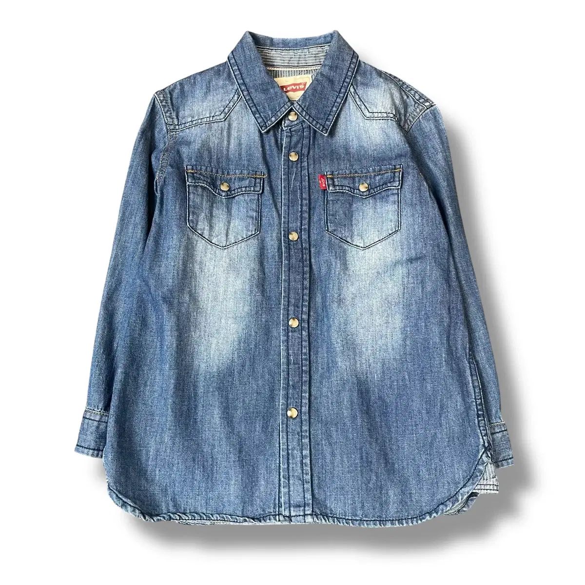 リーバイス キッズ インディゴ レッドタブ ツーポケット デニム 長袖 シャツ 110