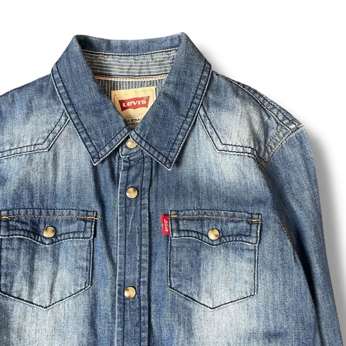  リーバイス キッズ インディゴ レッドタブ ツーポケット デニム 長袖 シャツ 110 長袖シャツ ブラウス トップス