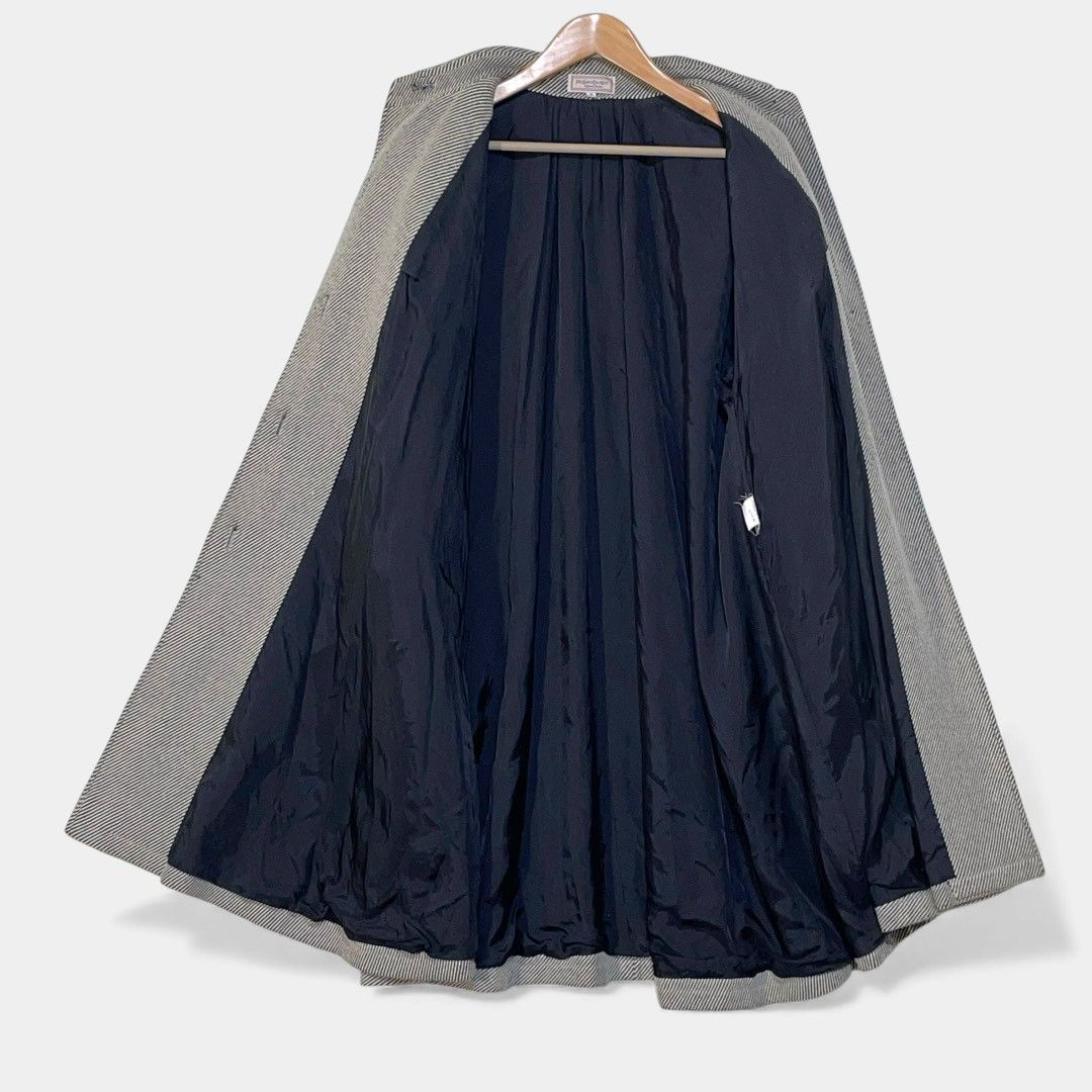 イヴサンローラン　YSL　グレーアンゴラ　ギャザー　ロングコート　ビンテージ イヴサンローラン YSL グレー ツイル アンゴラ ギャザー ロングコート