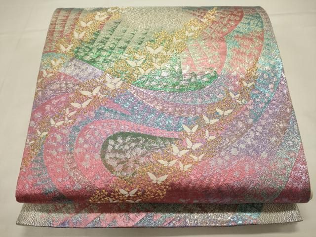 平和屋着物◎六通柄袋帯 舞蝶文 金銀糸 正絹 逸品 CABA0089oy - メルカリ