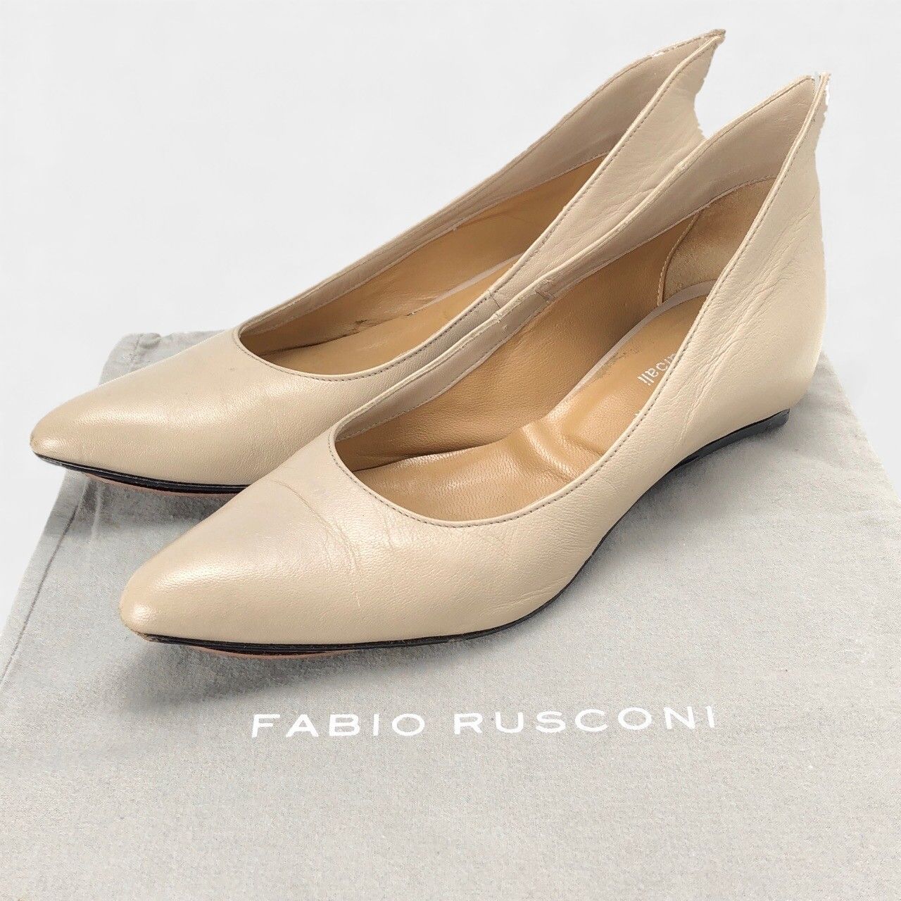 ファビオルスコーニ フラットシューズ alcali アルカリ ベージュ ポインテッドトゥ