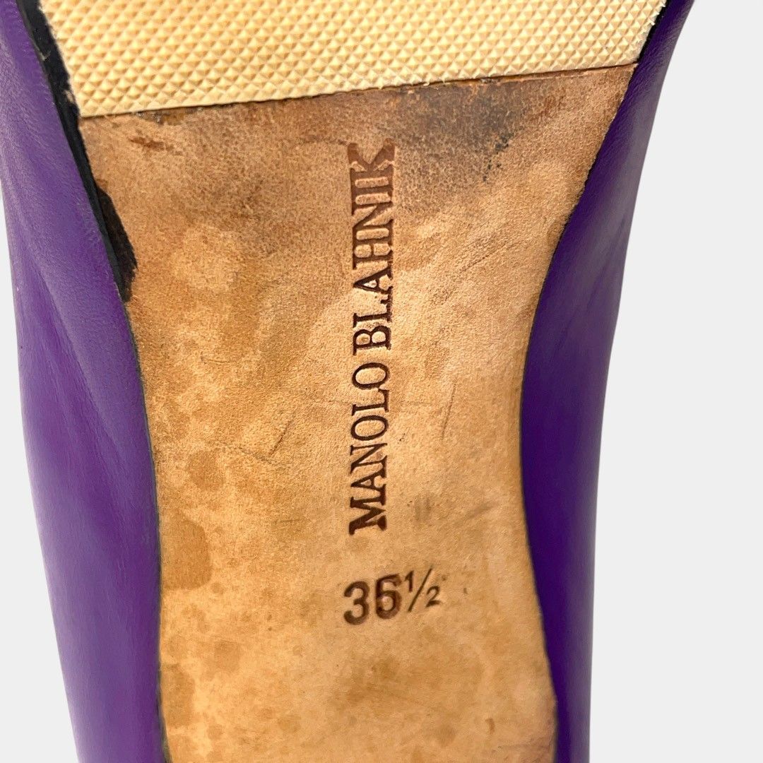マノロブラニク パンプス ポインテッドトゥ パープル - メルカリ