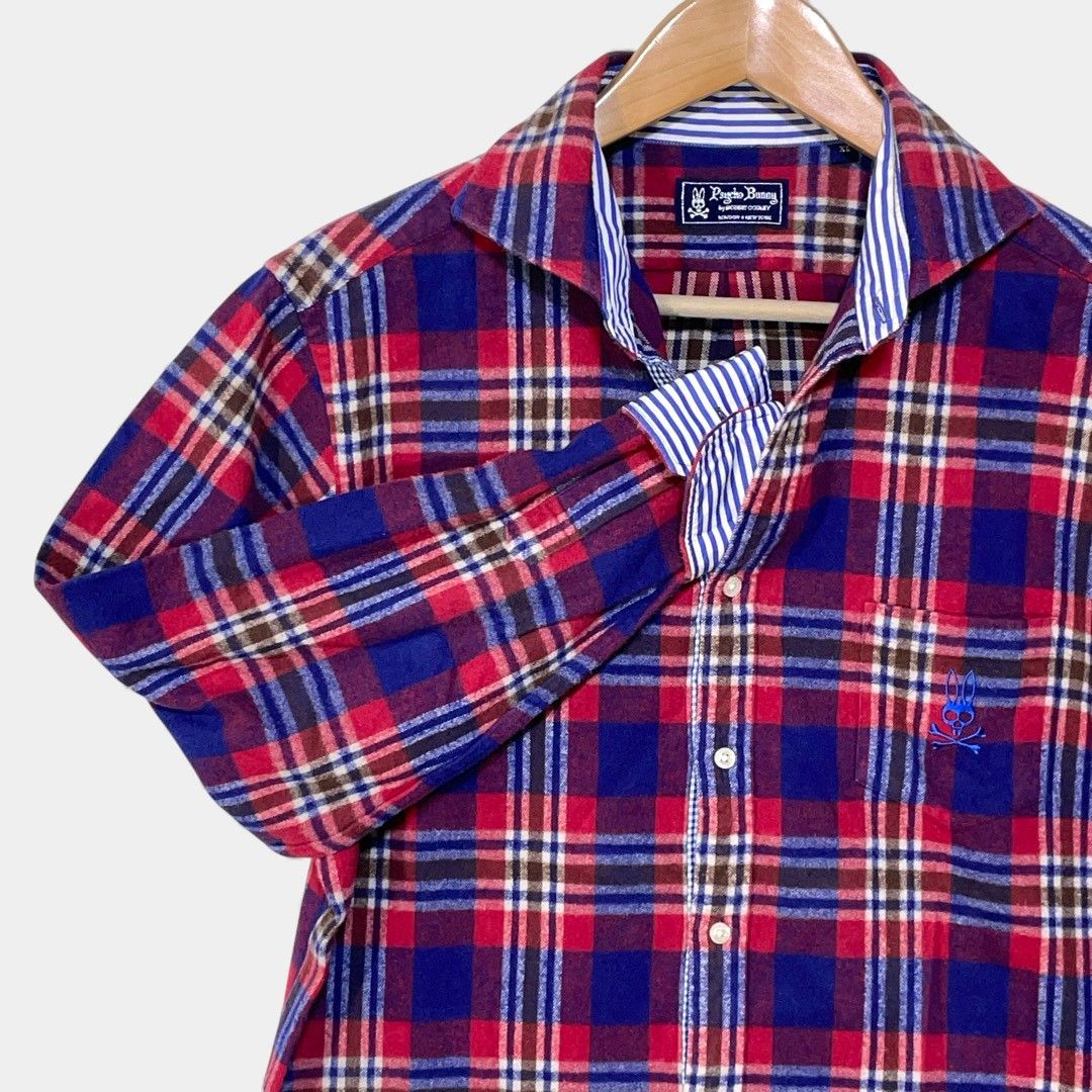 サイコバニー ネイビー チェック ワンポイント ロゴ刺繍 ワッペン