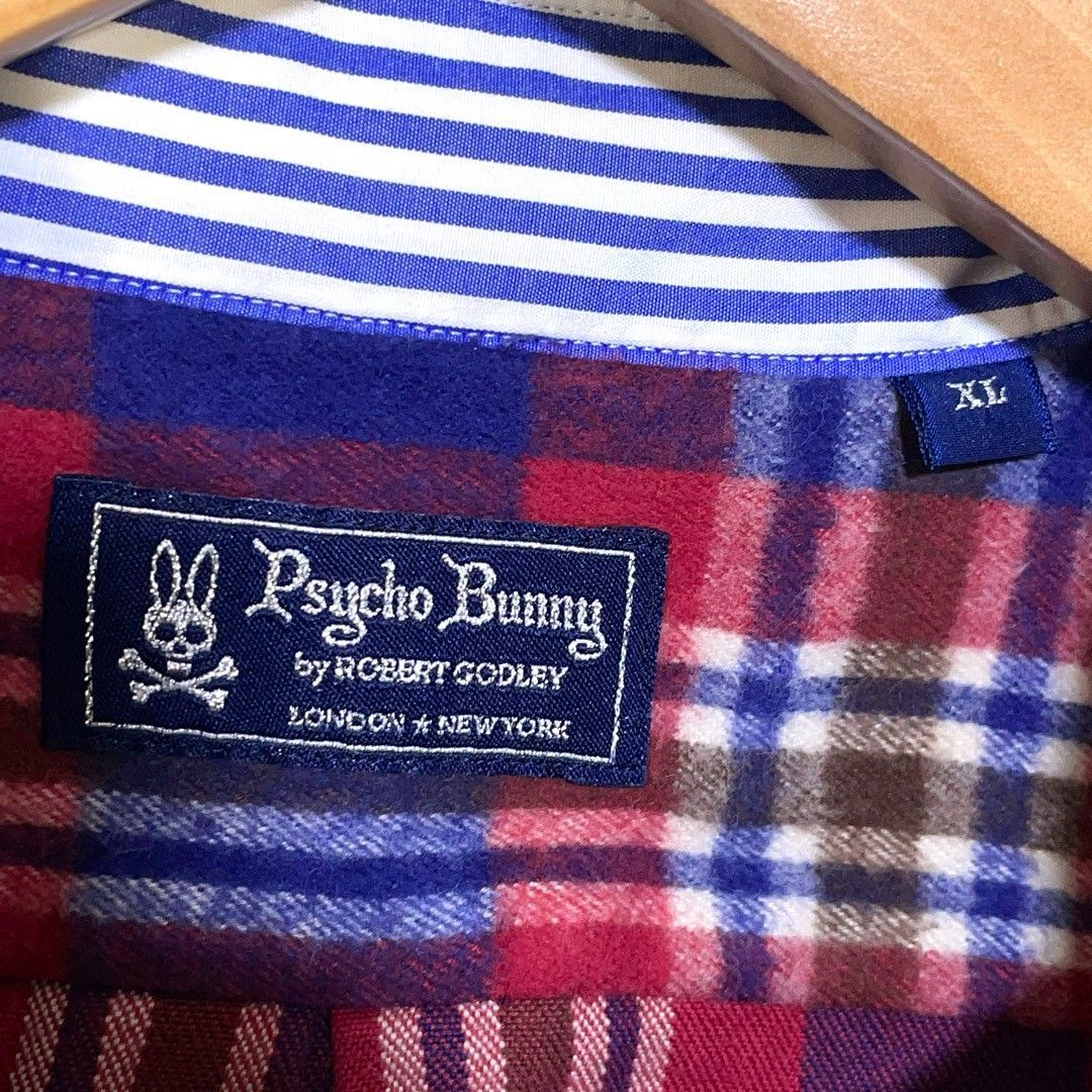 サイコバニー ネイビー チェック ワンポイント ロゴ刺繍 ワッペン