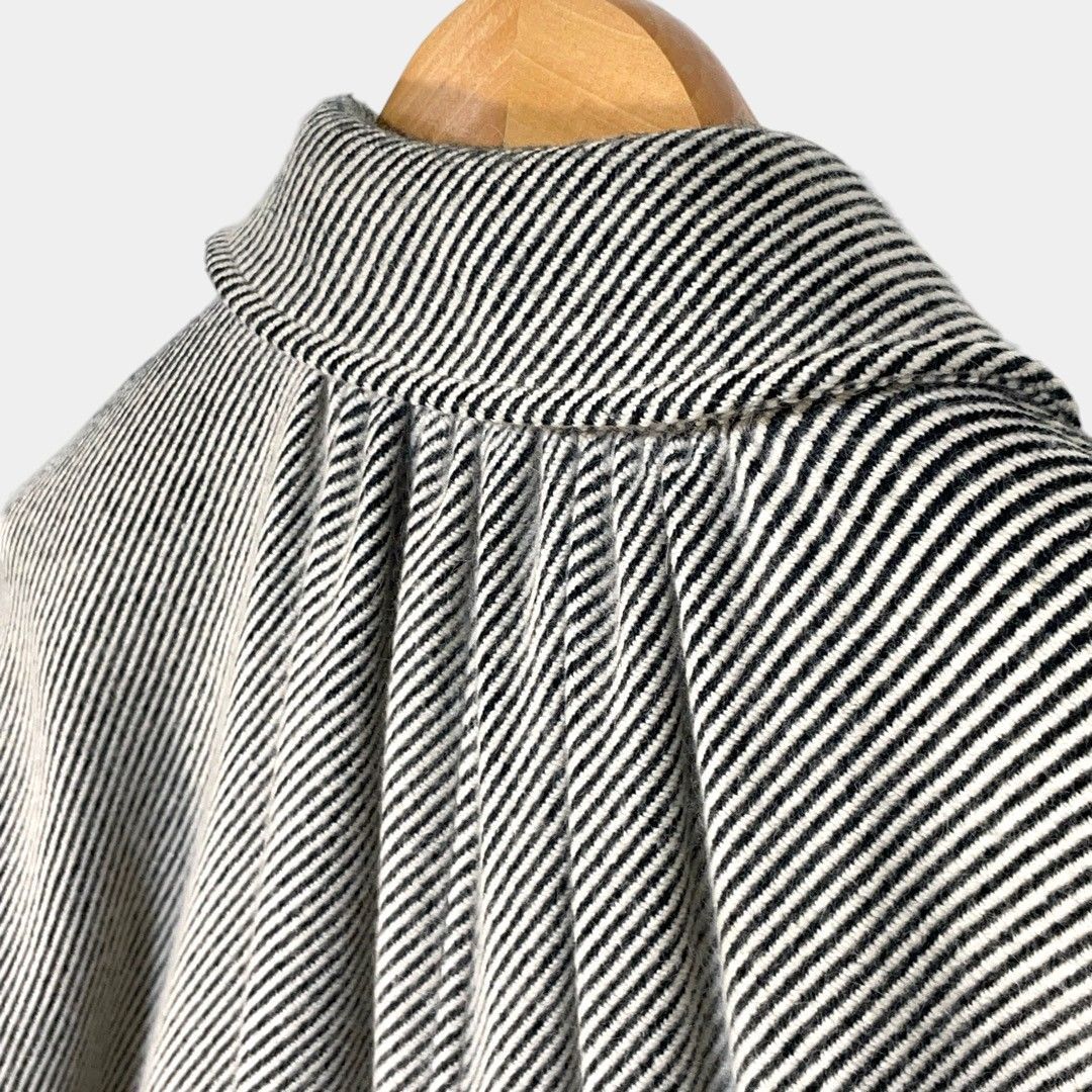 イヴサンローラン　YSL　グレーアンゴラ　ギャザー　ロングコート　ビンテージ イヴサンローラン YSL グレー ツイル アンゴラ ギャザー ロングコート