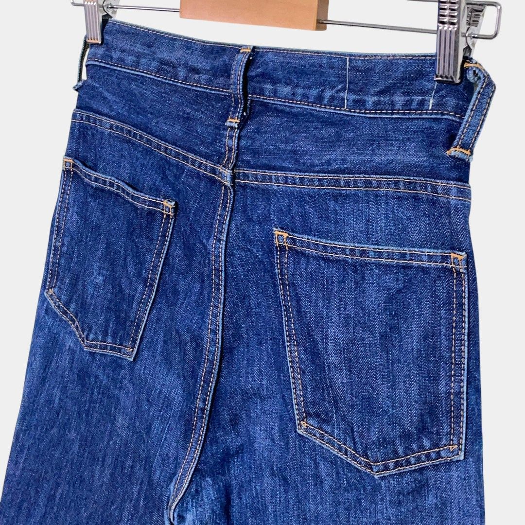 フミカウチダ ジーンズ ハイウエスト カットオフ デニム スリムパンツ