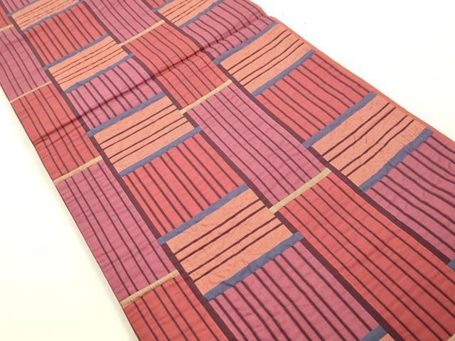 平和屋着物◎両面 全通柄 京袋帯 幾何学献上文 正絹 逸品 DAAY4947qa