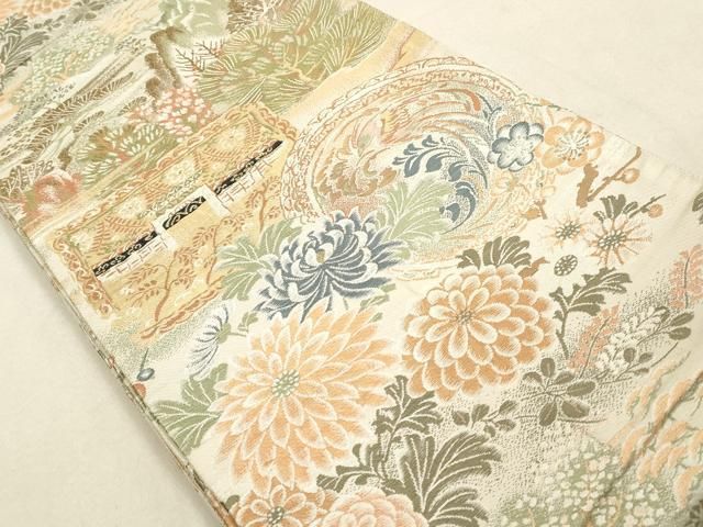 平和屋着物◎アンティーク 大正ロマン 両面 全通柄 京袋帯 鳳凰花丸文