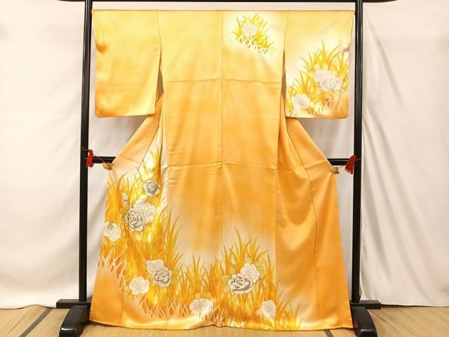 平和屋着物□訪問着 駒刺繍 草花文 暈し染め 金彩 正絹 逸品