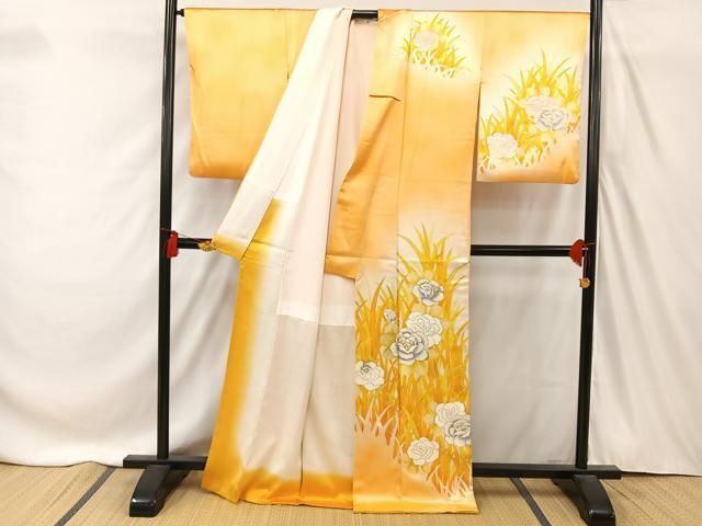 平和屋着物□訪問着 駒刺繍 草花文 暈し染め 金彩 正絹 逸品