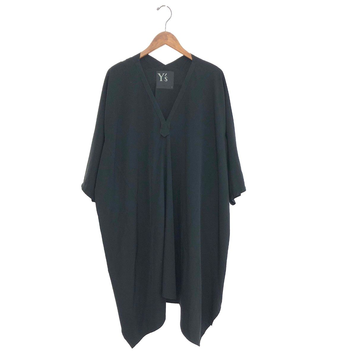 Y s ワイズ チュニックワンピース サイズ 2 Vネック オーバーサイズ YJ-D12-500 ブラック レディース 240001168636