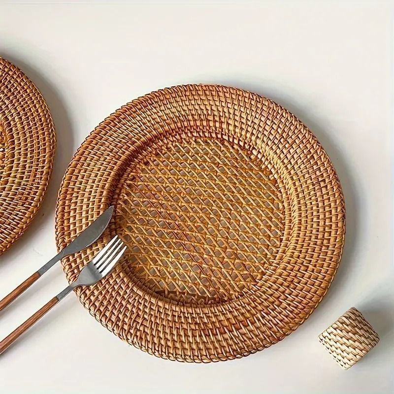 ラタン プレート トレイ 籐 アンダープレート ショープレート