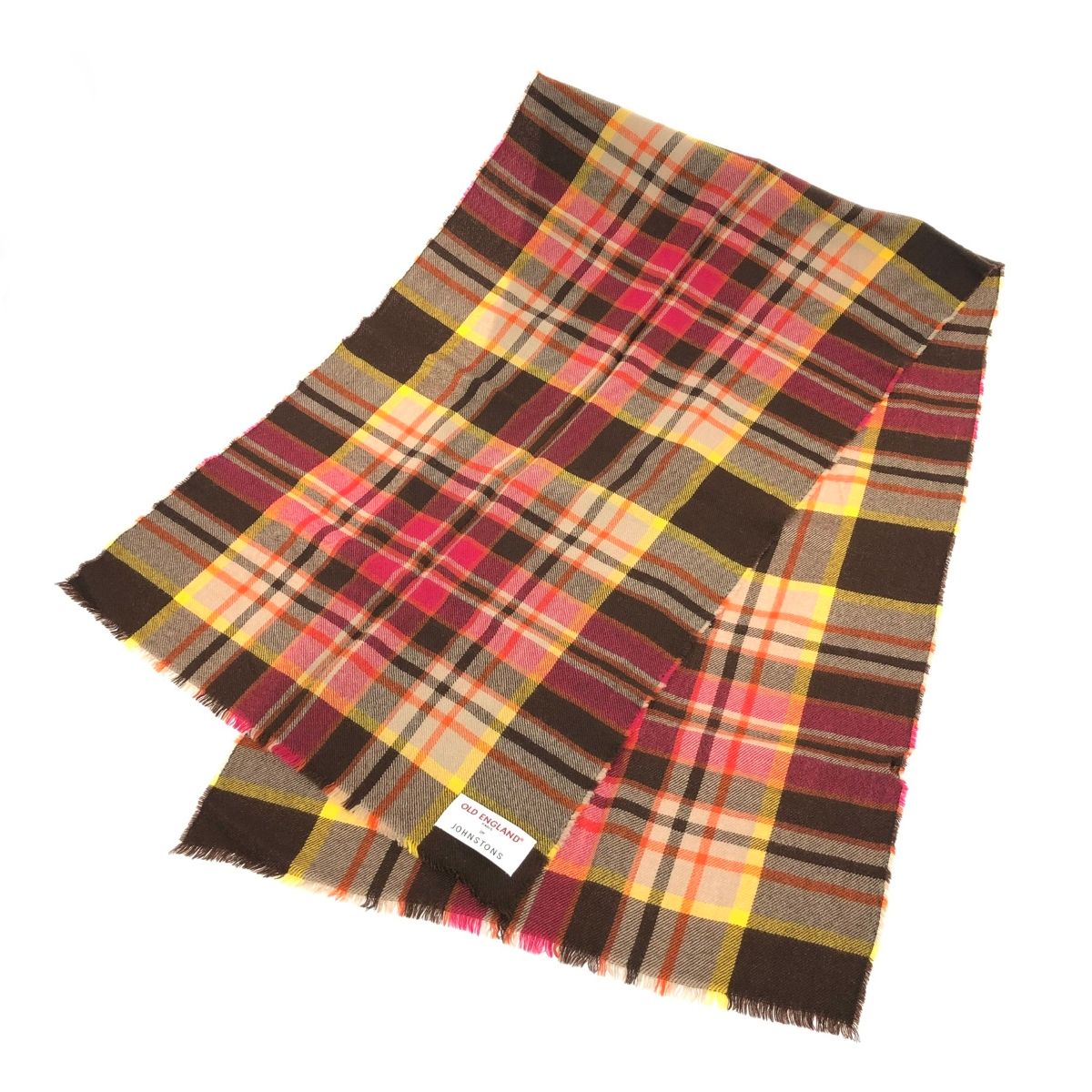 OLDENGLAND イングランド ×ジョンストンズ ストール チェック柄 マルチ ブラウン レディース 240001169129