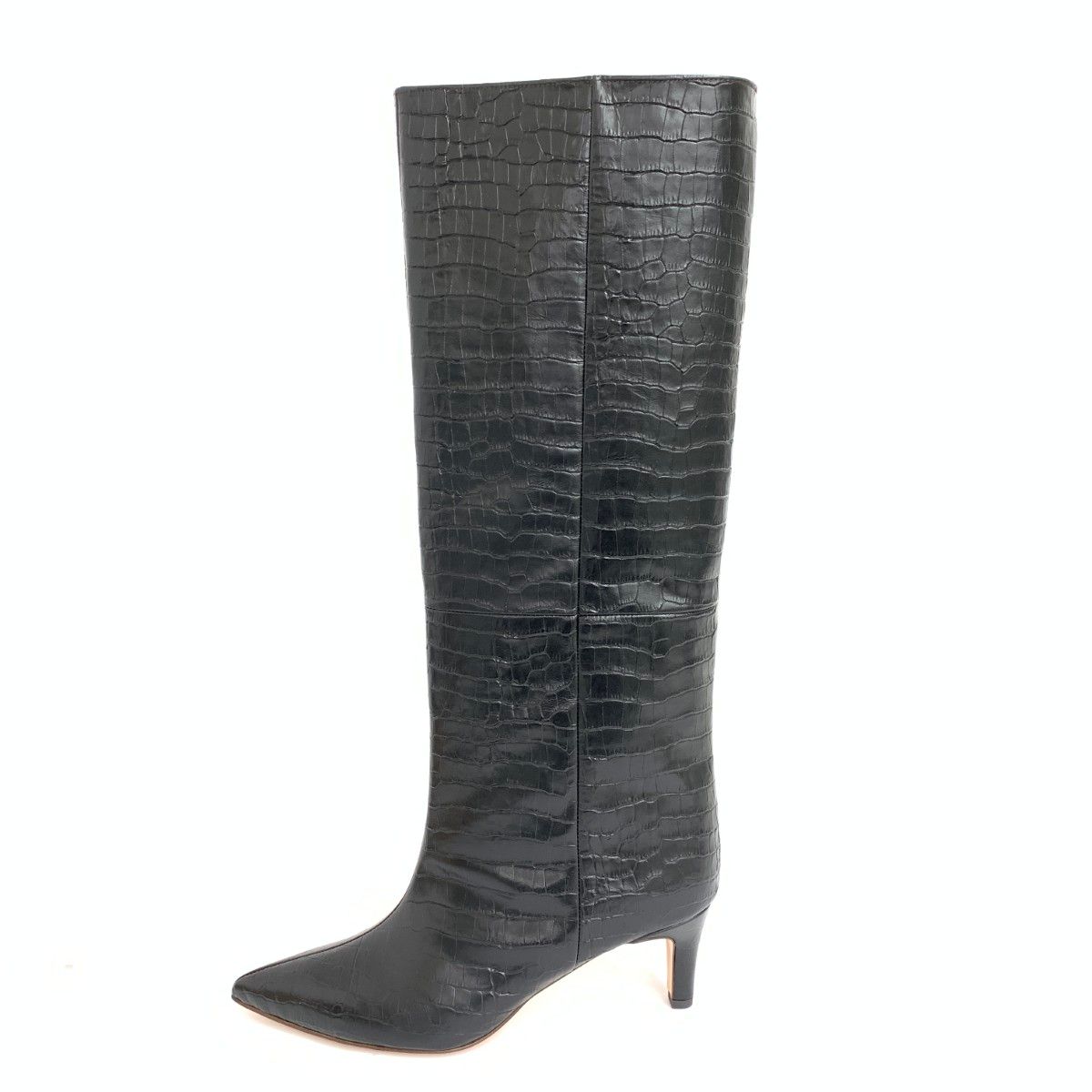 Pelleterno ペレテルノ ロングブーツ 表記サイズ 38 クロコ型押し ブラック レディース