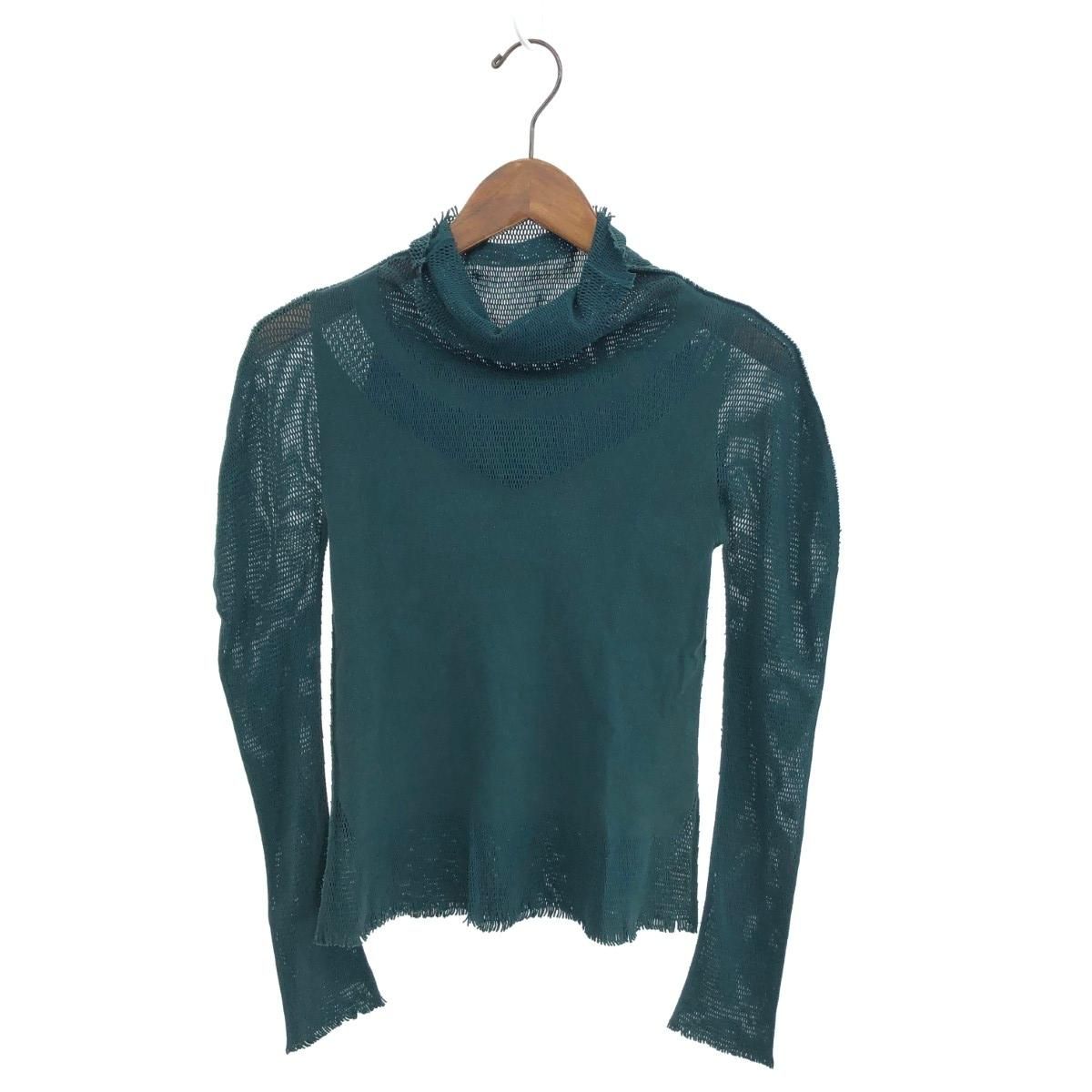 ISSEY MIYAKE イッセイミヤケ ハイネックインサイドアウトニットソー サイズ:2 メッシュ切替 IF84KK926 グリーン レディース / 241007002433