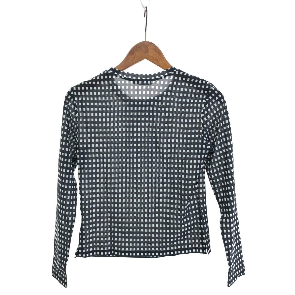 ISSEY MIYAKE イッセイミヤケ 長袖メッシュカットソー サイズ 2 総柄 IM42JK124 ブラック ホワイト レディース 241007002445