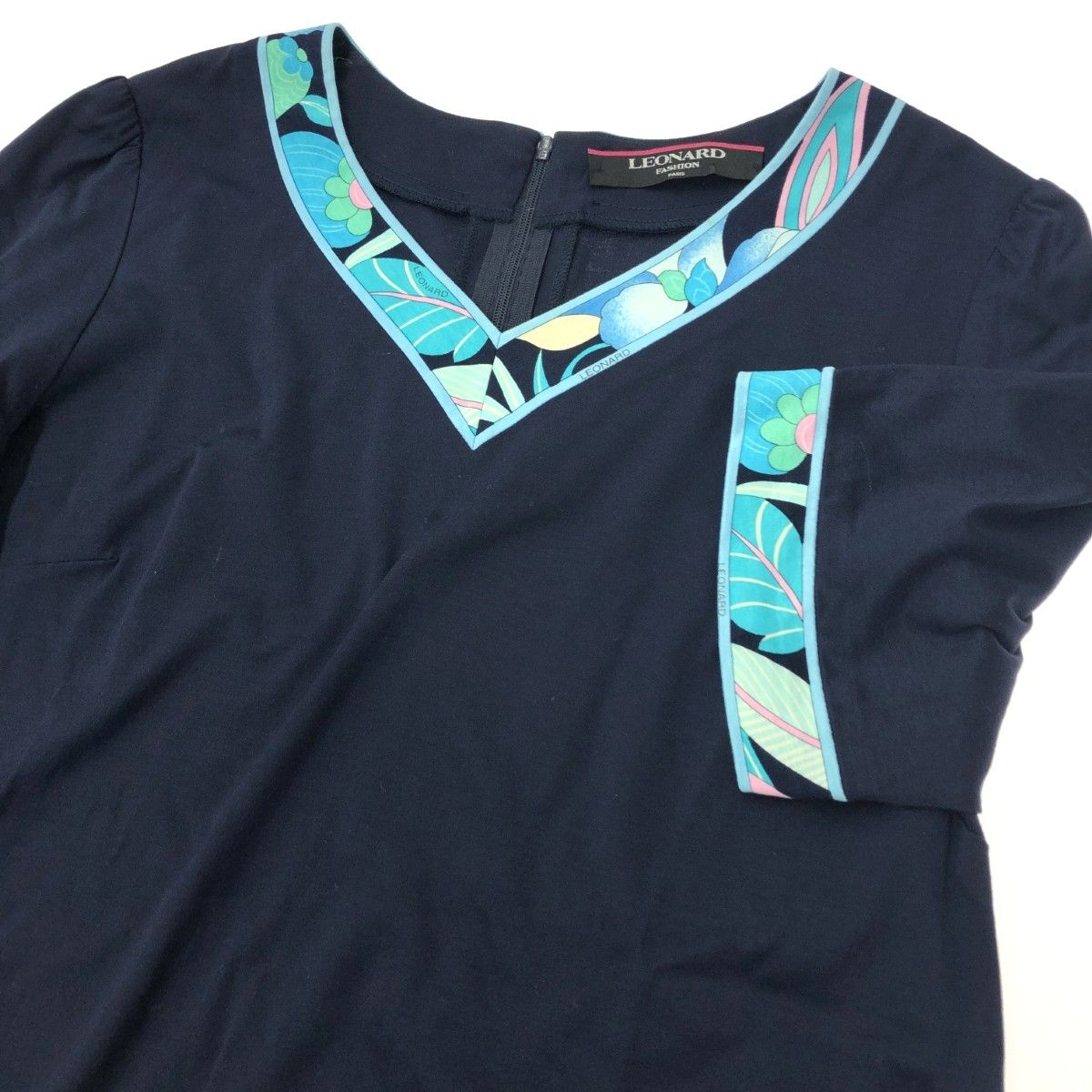 LEONARD レオナール 半袖ブラウス 大きいサイズ:LL 花柄/カットソー/V