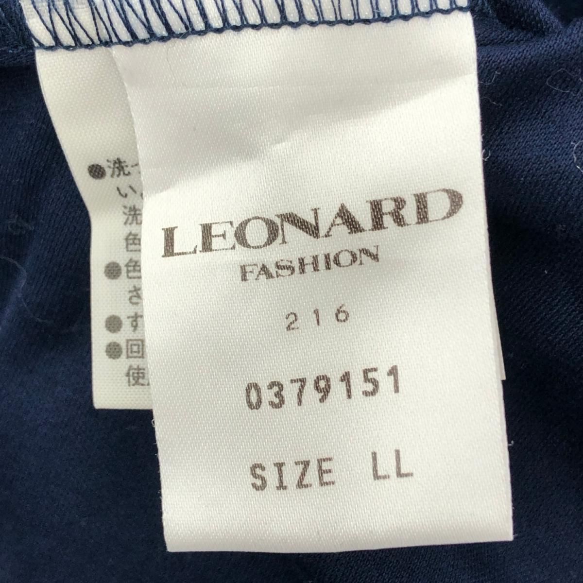  LEONARD レオナール 半袖ブラウス 大きいサイズ LL カットソー コットン100％ ネイビー レディース 半袖(Tシャツ) Tシャツ カットソー