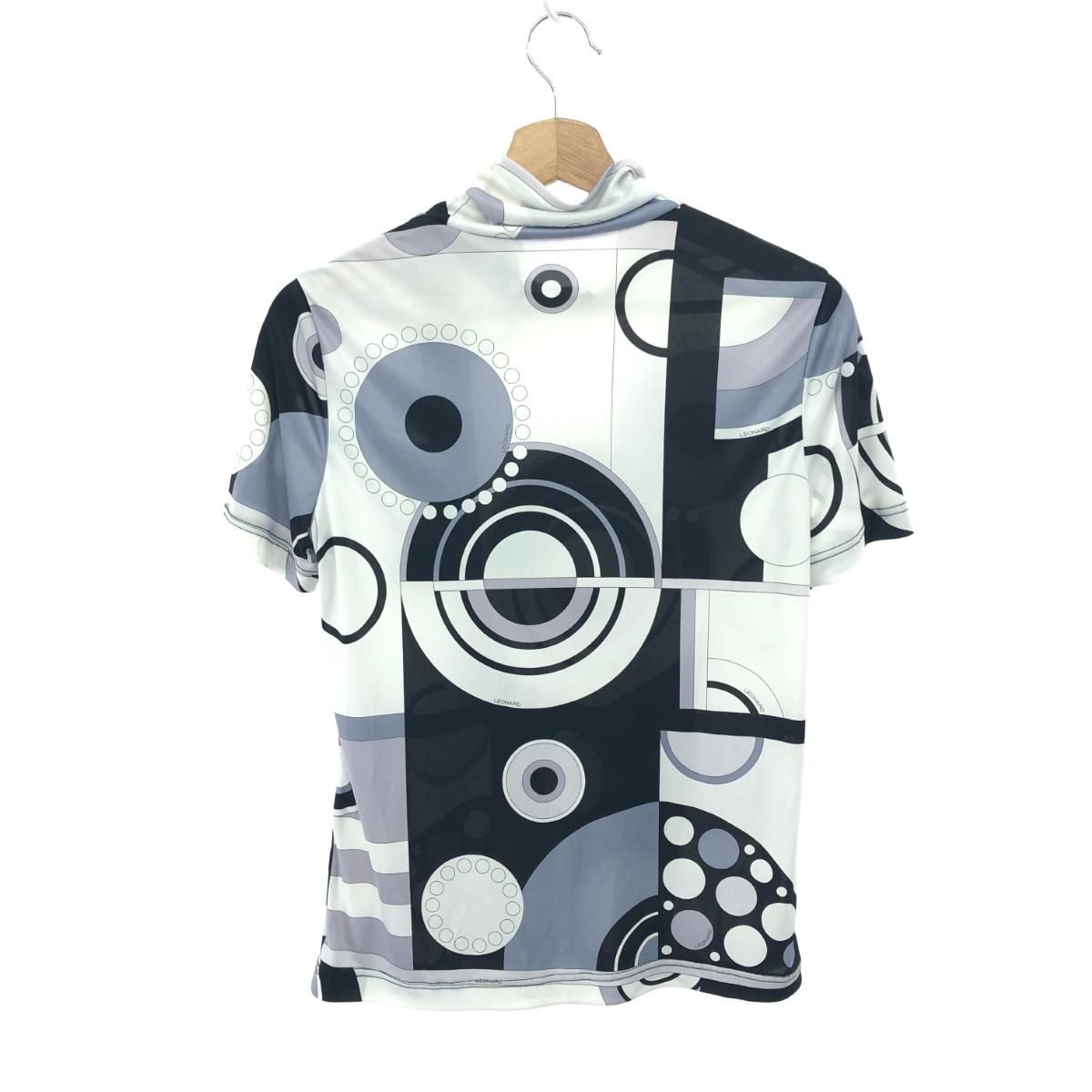 LEONARD SPORT レオナールスポーツ ハイネック半袖カットソー サイズ 40 総柄 ブラック ホワイト グレー レディース 243001002600