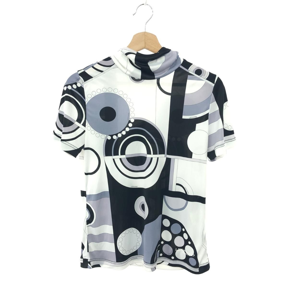 LEONARD SPORT レオナールスポーツ ハイネック半袖カットソー サイズ 40 総柄 ブラック ホワイト グレー レディース