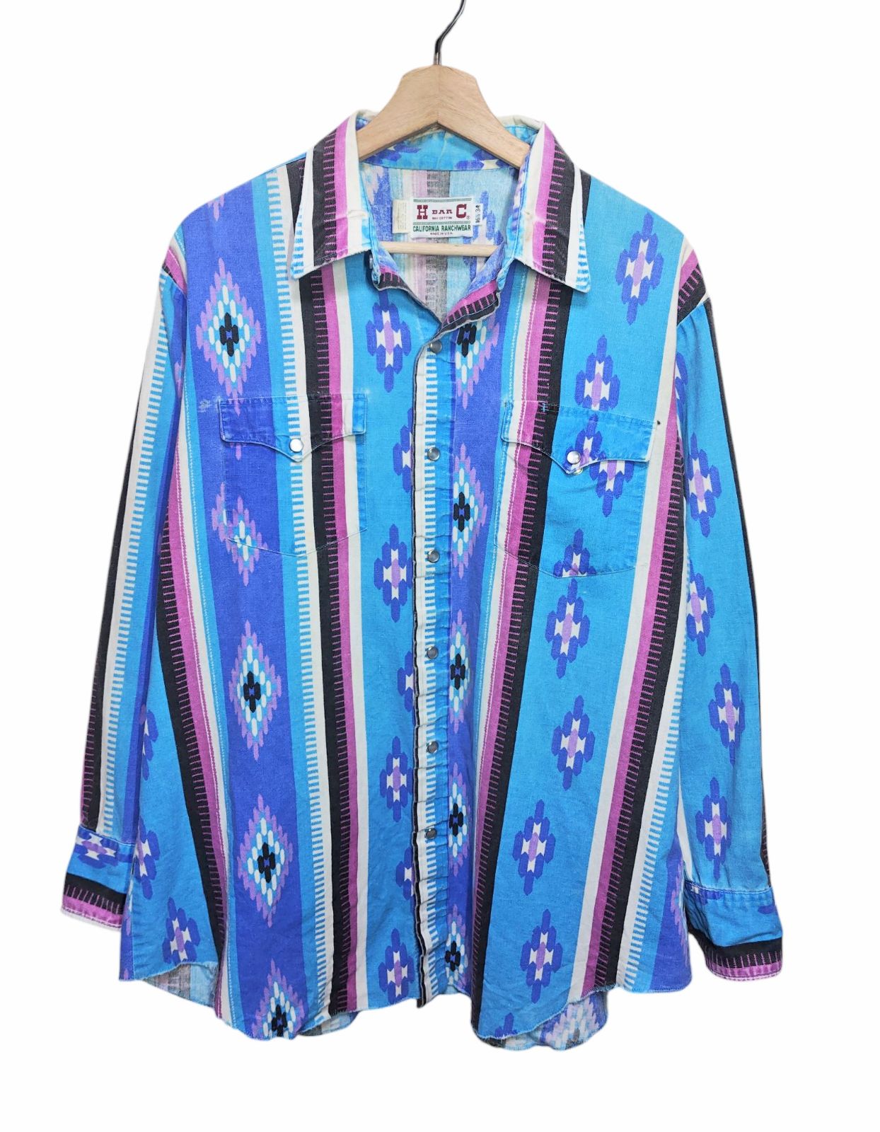 90s USA製 H BAR C カリフォルニアランチウェア ネイティブ柄