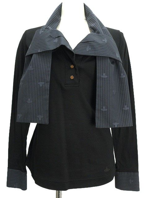 ヴィヴィアンウエストウッドレッドレーベル Vivienne Westwood RED LABEL 変形 シャツ カットソー オーブ 2 ブラック 黒 グレー トップス 長袖