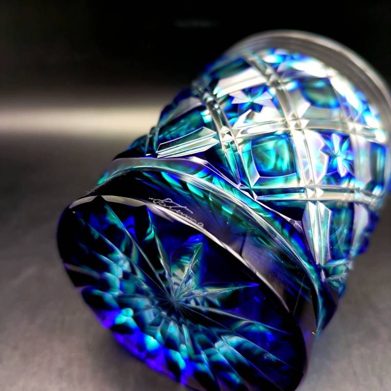 薩摩びーどろ工芸 薩摩切子 ロックグラス 緑 瑠璃 共箱 冊子付き 伝統工芸 カットガラス プレゼント ギフト Satsuma Kiriko WWW_OPDRERGINERDOGAN_COM