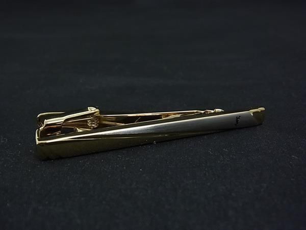 ■美品■ YVESSAINTLAURENT イヴサンローラン ヴィンテージ ネクタイピン タイクリップ ビジネス 紳士 メンズ ゴールド系 DK8752