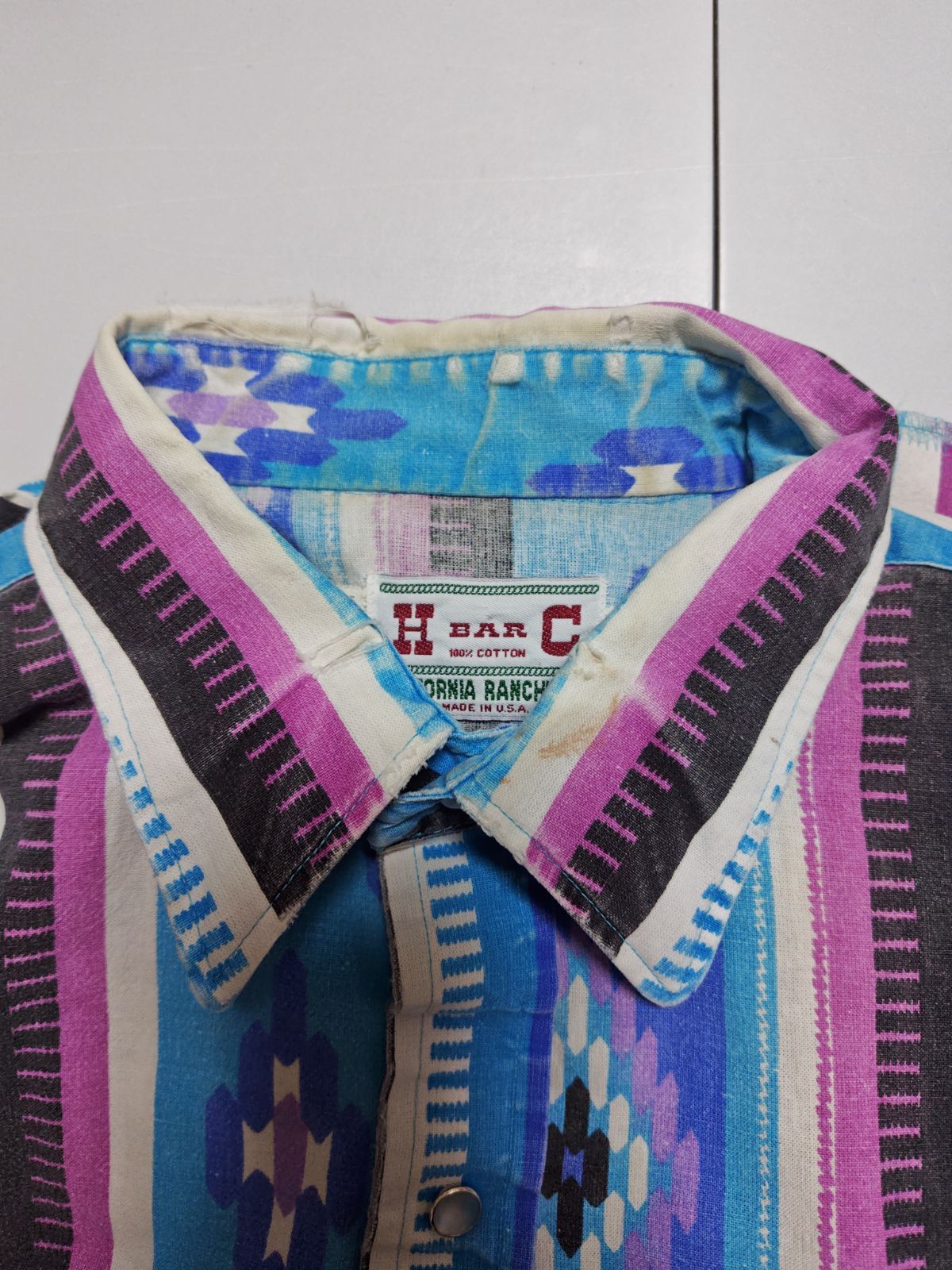 90s USA製 H BAR C カリフォルニアランチウェア ネイティブ柄