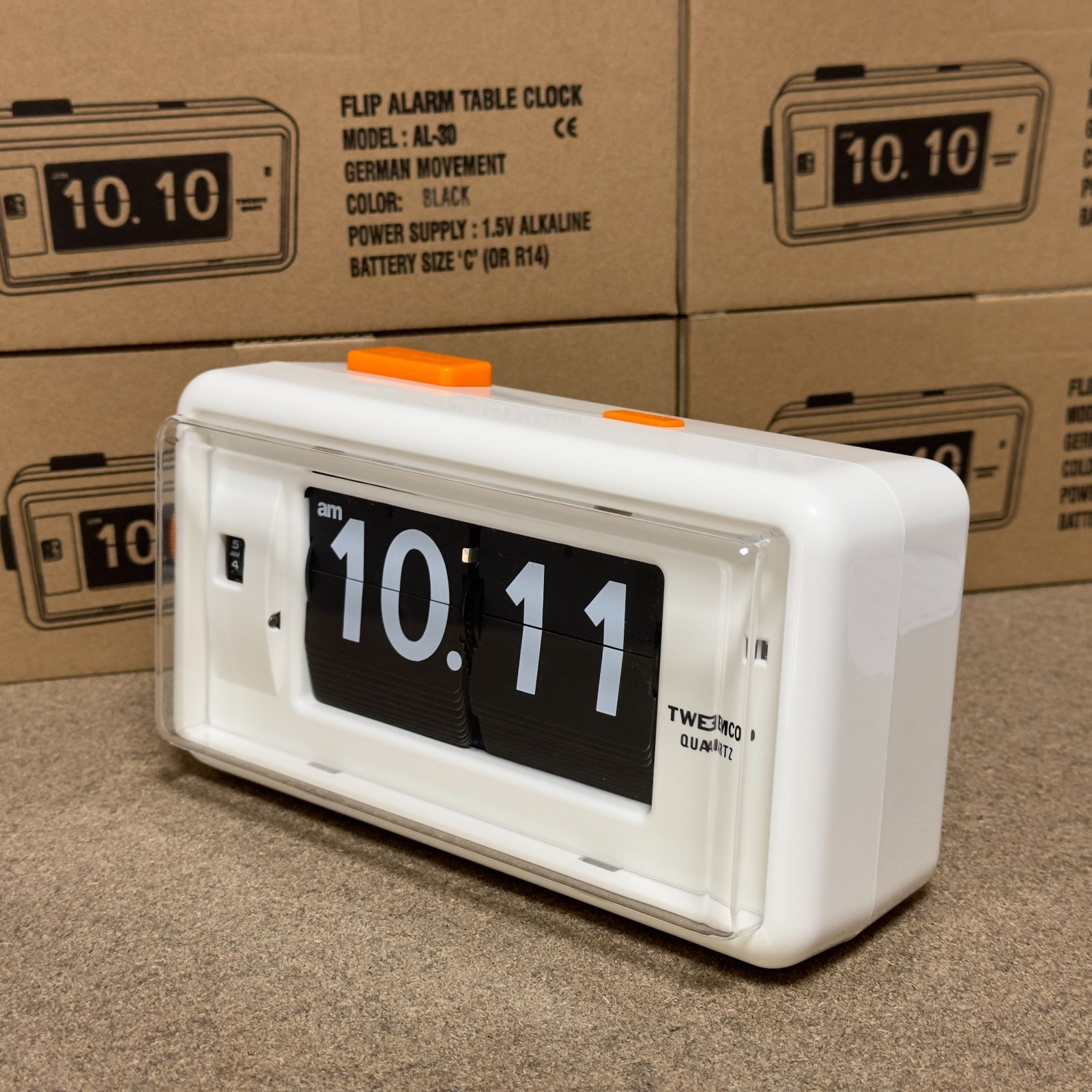 TWEMCO (トゥエンコ) AL-30 グレー アラーム付き置き時計 パタパタ