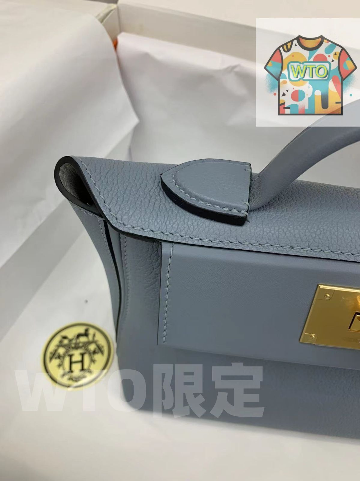 リネンブルーのレディースハンドバッグ｜ ｜