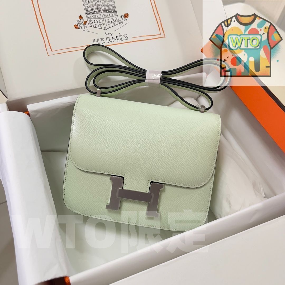 エルメス constance レディース バブル グリーン シルバー バックル クロスボディ バッグ| |